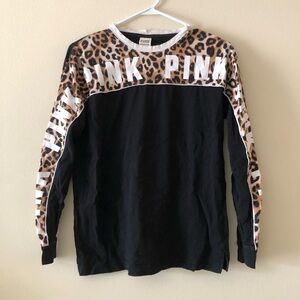 PINK Victoria's Secret Black and Brown Long Sleeve Tee